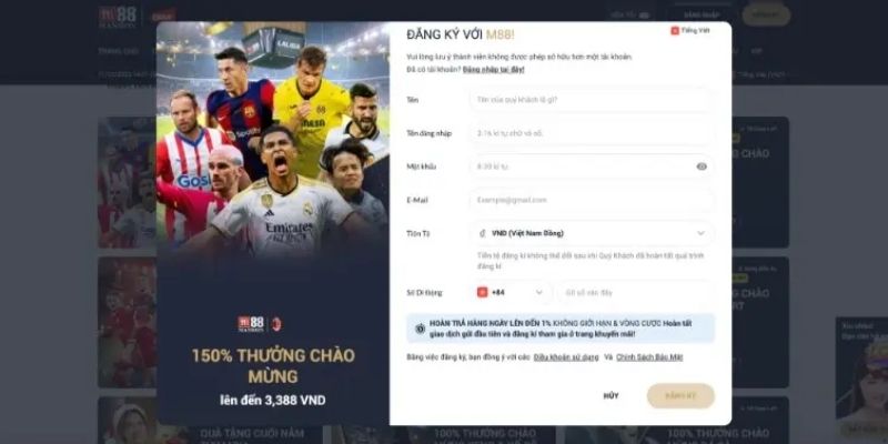 Hướng dẫn đăng ký và nạp tiền tại M88